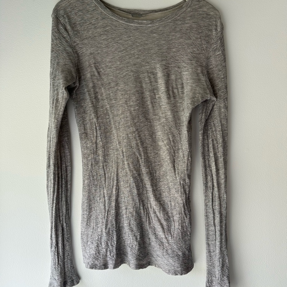 Makié Long Sleeve Crew Neck Top Gauze Tee - Gray